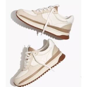 Madewell Kickoff Trainers Leather Sneakers Colorblock Cream Neutral size 9 Shoes